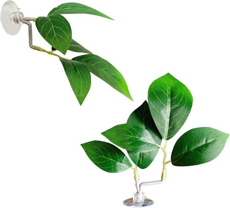 AncBace Fish Leaf Pad Fish Tank Accessories Aquarium Décor Simulating 2 pcs Adjustable Plastic Plants Betta Natural Habitat Playing Spawn Breed Rest Bed with Suction Cup Multi Leaf Design (2) - Image 1